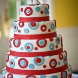 Red and blue wedding cake