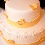 yellow butterfly wedding cake